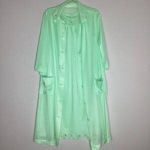 Vintage Henson Kickernick Nylon Gown & Robe Set Soft Green Sm